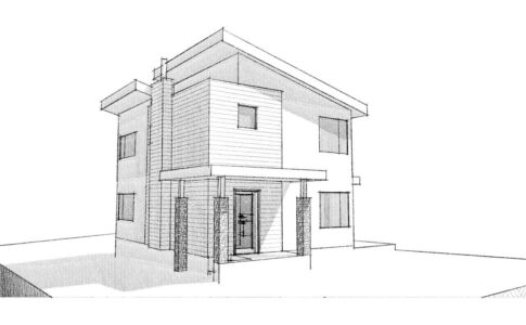 Early massing study of a proposed passive solar 3-bedroom ADU for a client in Los Osos. Design elements can be viewed and edited live in 3D, making it easy to try out different configurations and materials. Rendering of a 3-bedroom ADU